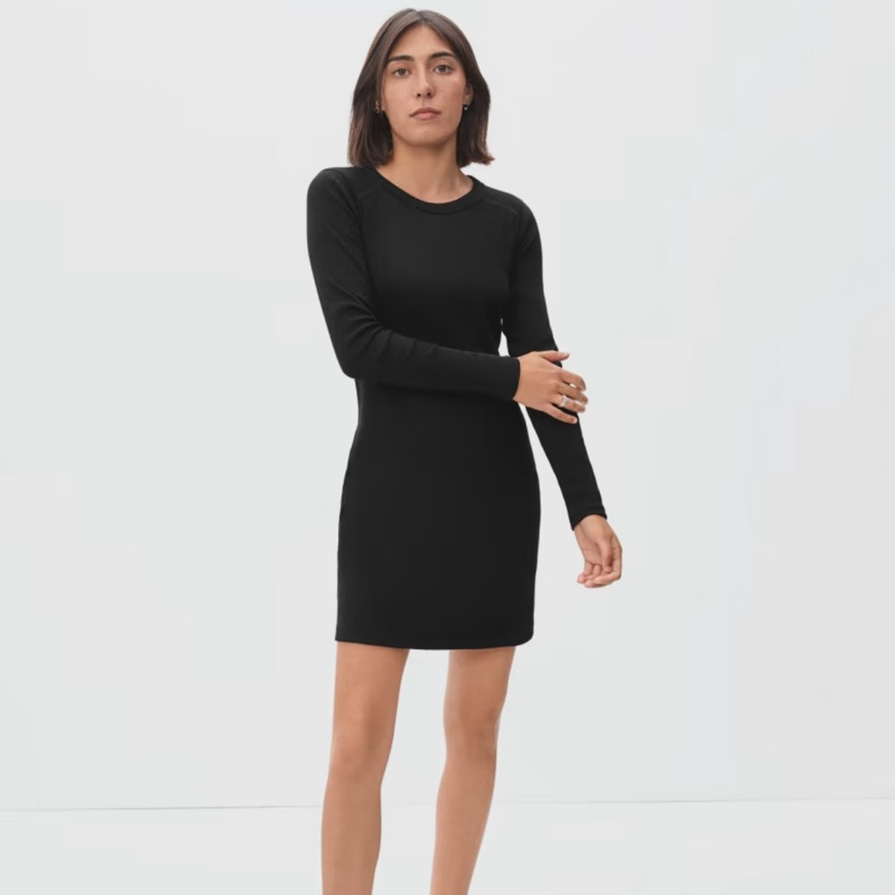 Everlane Ribbed Mini Dress in Heathered Oat